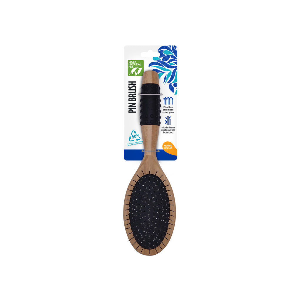 Well & Good Bamboo Pin and Bristle Dog Brush for All Coats, Small
